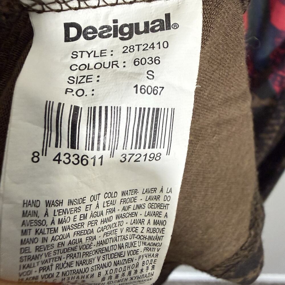 Desigual Top V-neck Floral Embroidered Hippie Boho Gypsy S Asymmetrical Hem - Picture 6 of 6